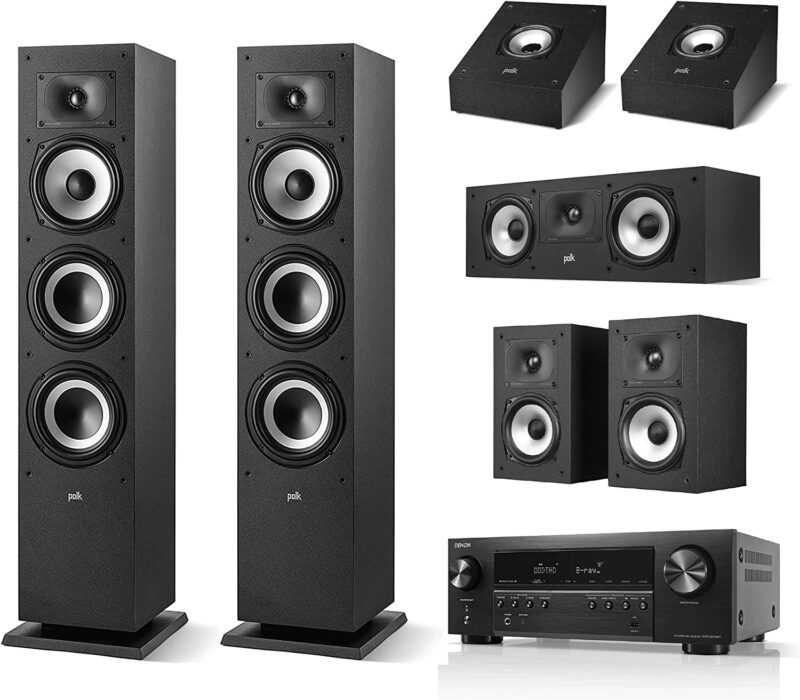 Polk Dolby Atmos Home Theater System Bundle with Denon AVR-S570BT