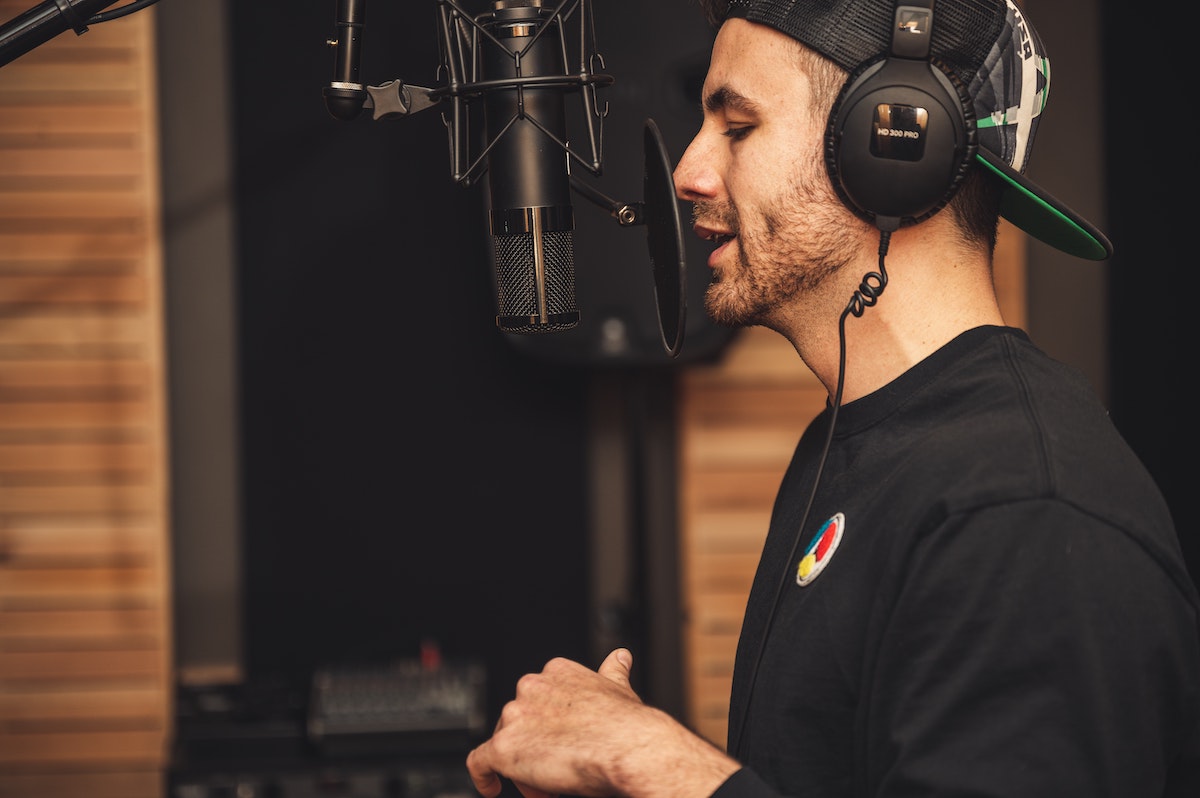 man wearing headphones in studio