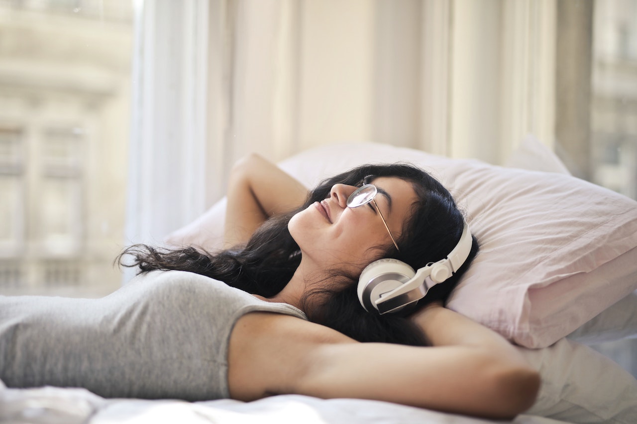 relaxing with headphones