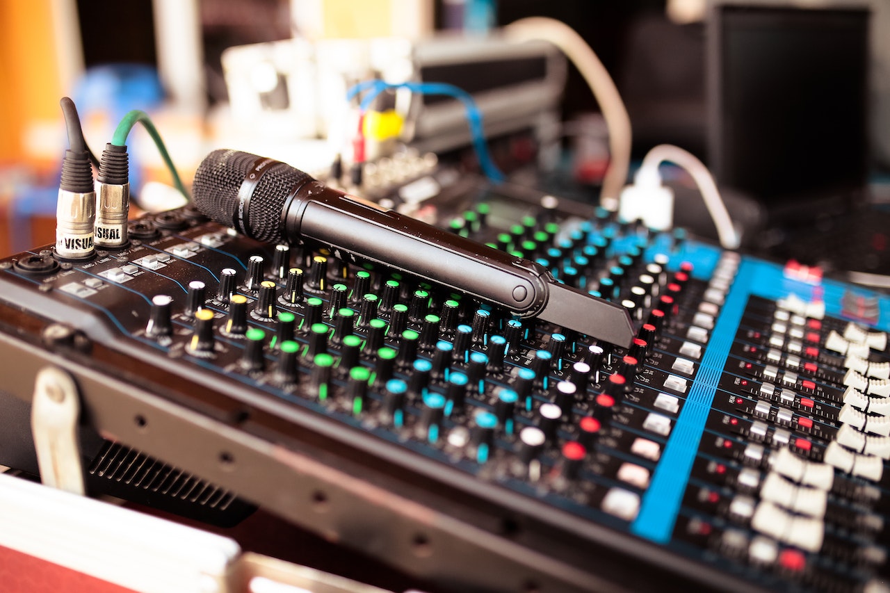 An image of a mixing console or audio interface with phantom power on.