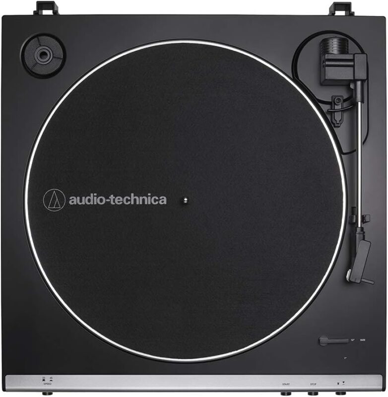 Audio-Technica AT-LP60X-GM Fully Automatic Belt-Drive Stereo Turntable, Gunmetal/Black, Hi-Fi, 2 Speed, Dust Cover, Anti-Resonance, Die-Cast Aluminum Platter